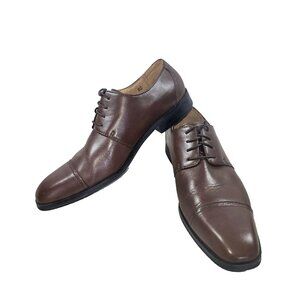 Joseph Abboud Brown Leather Cap Toe Dress Shoes 10.5D Oxford Derby Office Formal